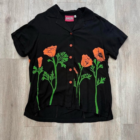 Big Bud Press PAINTSTAMPED PANTRY BUTTON-UP - POPPY - Picture 3 of 6